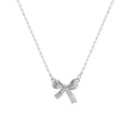 925 Sterling Silver CZ Bow Necklace