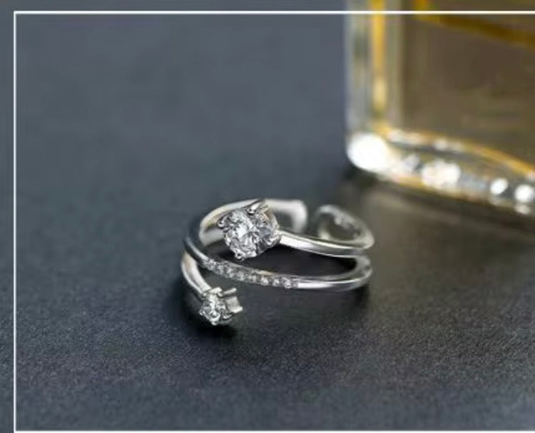 925 Sterling Silver Double CZ Wrap Ring