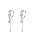 925 Sterling Silver Sparkling Dangle Huggie Earrings
