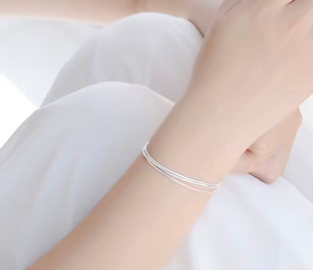 925 Sterling Silver Triple Strand Bracelet