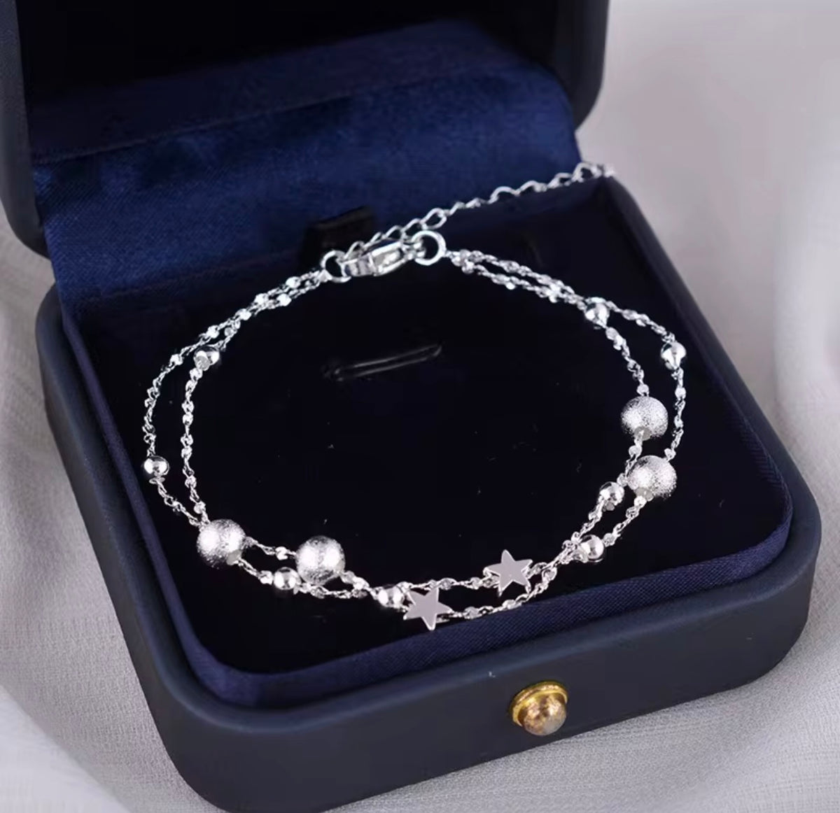 925 Sterling Silver Double-Layer Star Bracelet