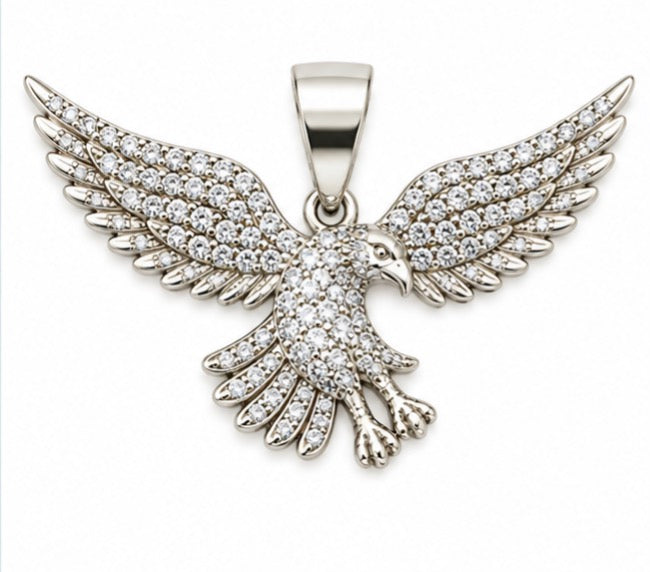 925 Sterling Silver Sparkling Eagle Pendant