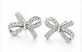 925 Sterling Silver CZ Bow Stud Earrings