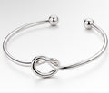 925 Sterling Silver Love Knot Open Bangle Bracelet
