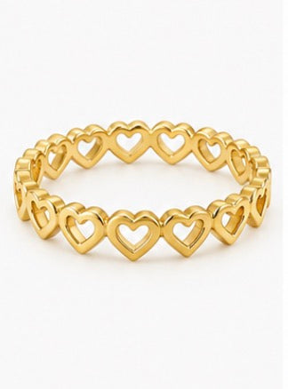 10K Yellow Gold Open Heart Band Ring – Size 7.5