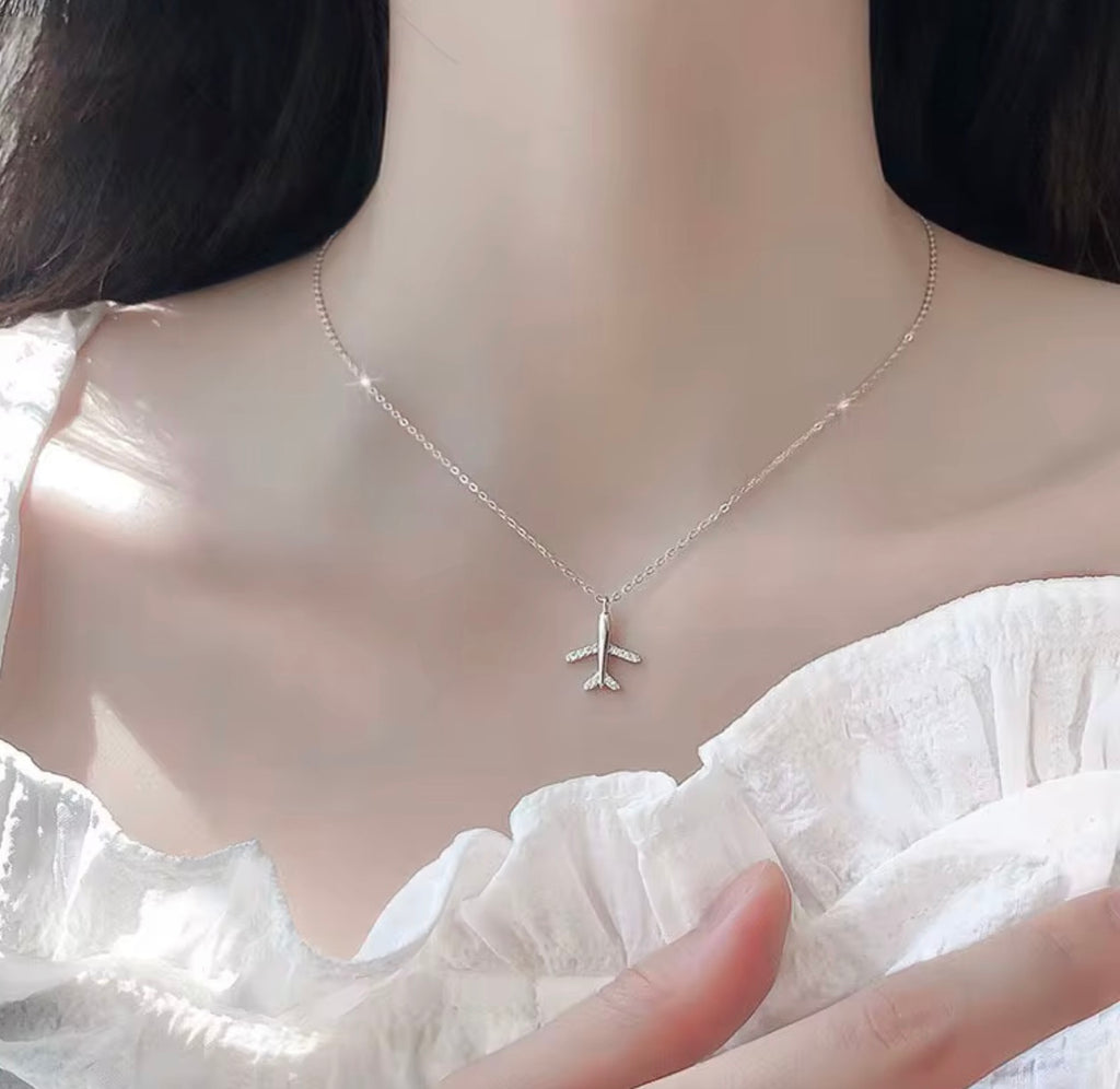 925 Sterling Silver Airplane Necklace