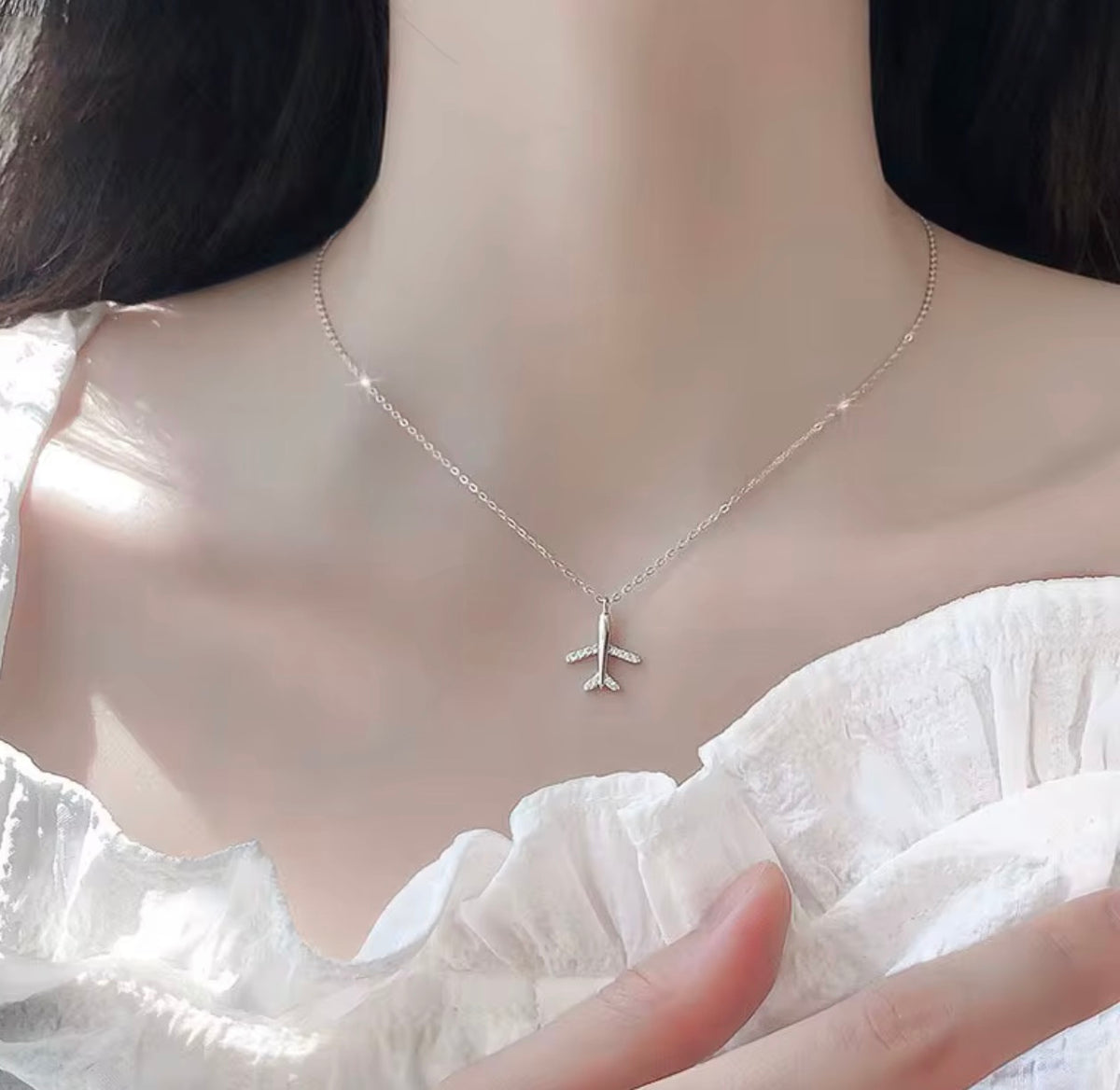 925 Sterling Silver Airplane Necklace