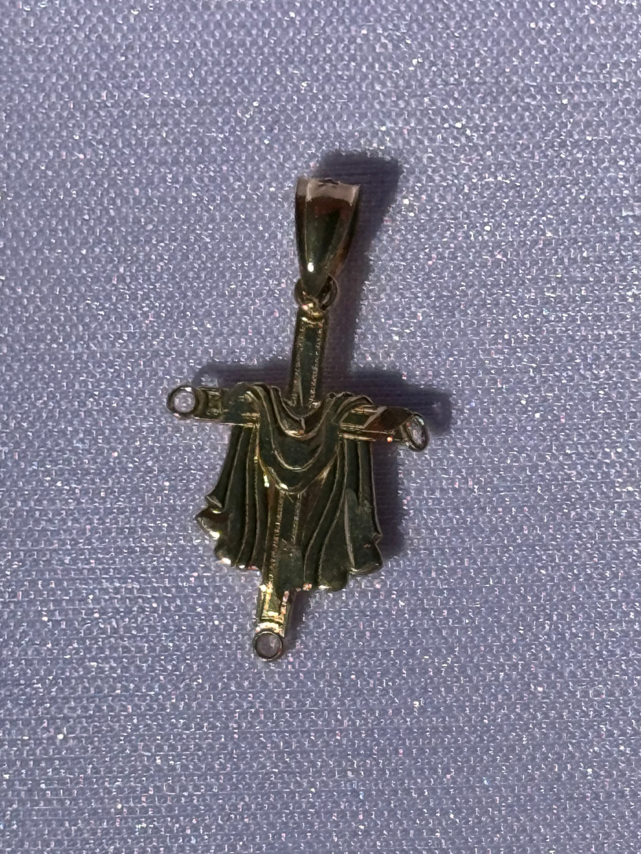 10K Gold Draped Cross Pendant - 1”