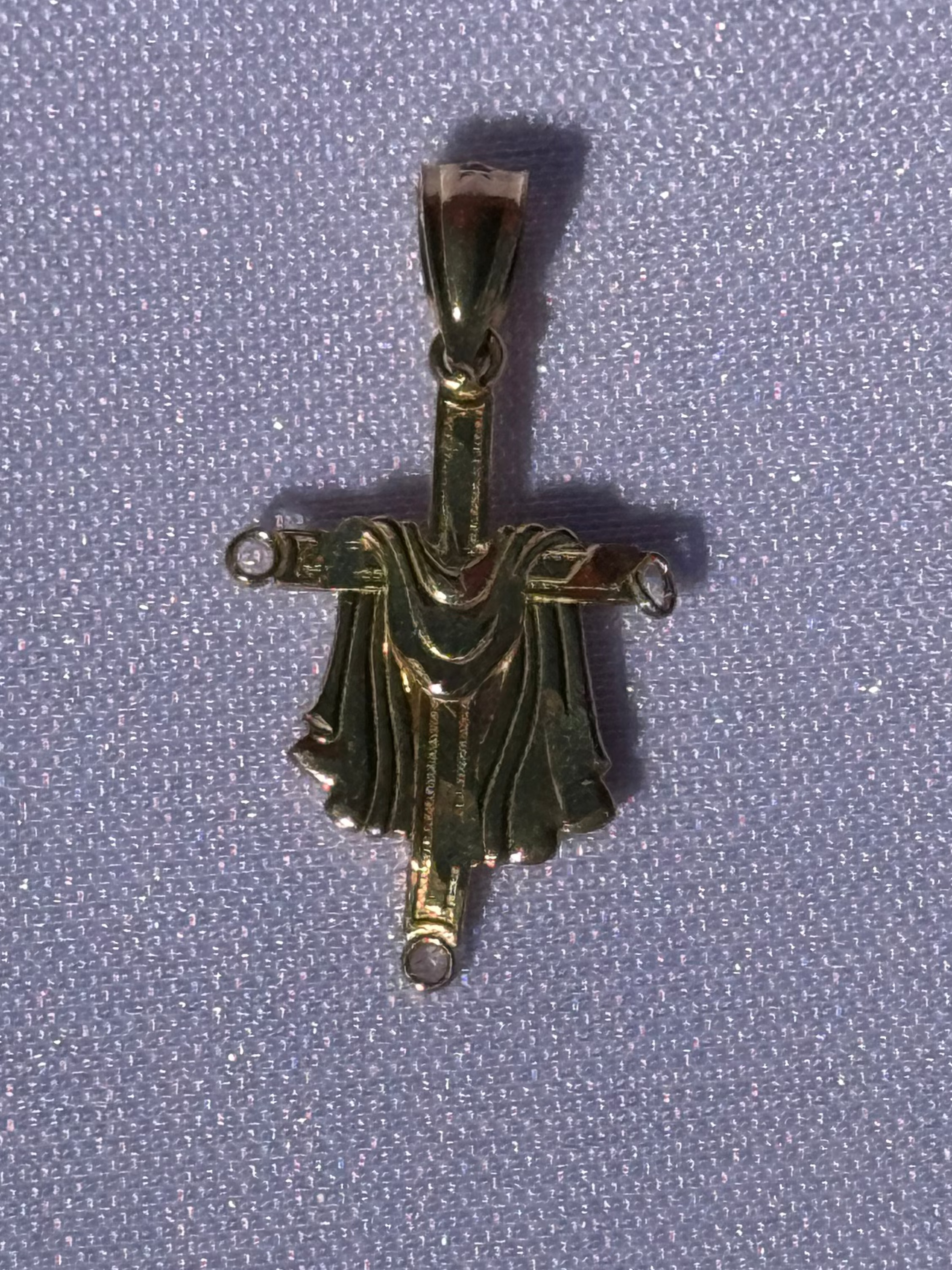 10K Gold Draped Cross Pendant - 1”