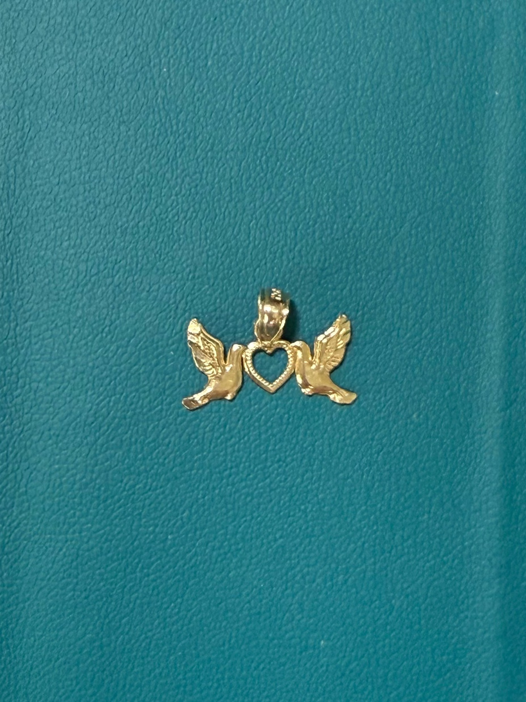 14K Gold Love Birds & Heart Pendant