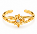 10K Gold Diamond-Cut Floral Toe Ring – Adjustable