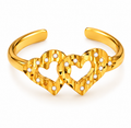 10K Gold Double Open Heart Ring – Size 6