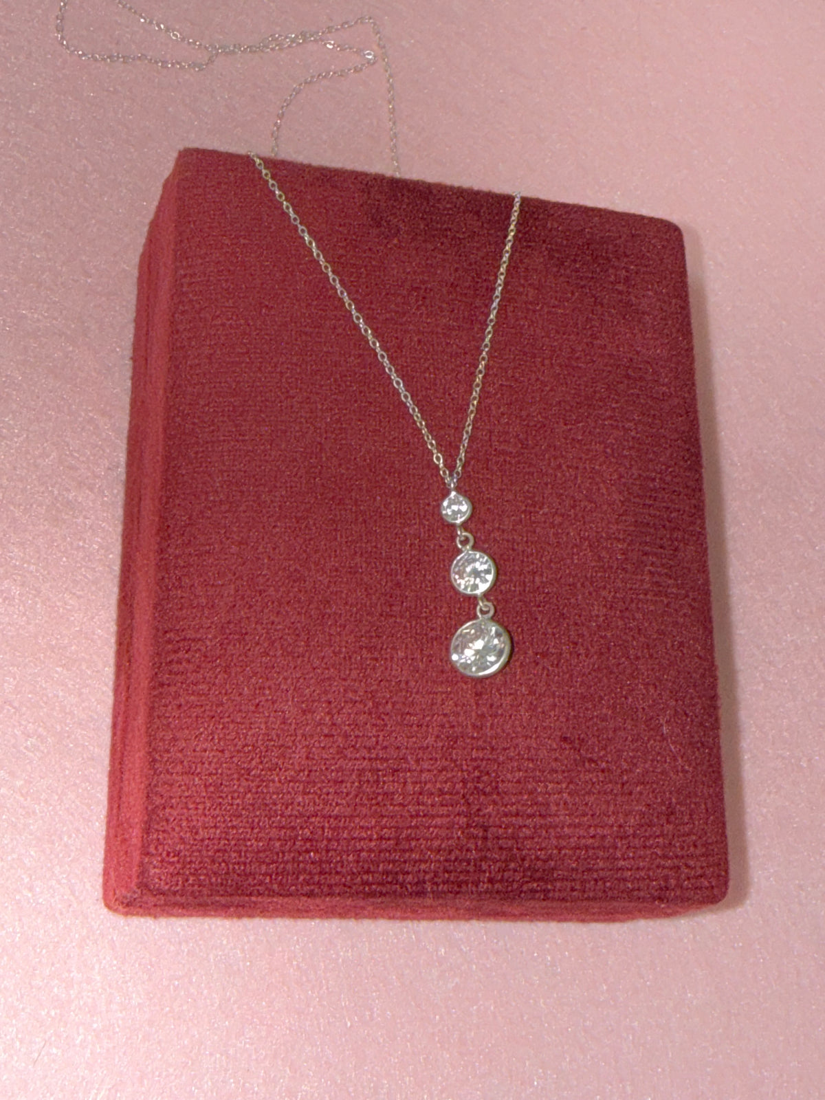 925 Sterling Silver Three-Stone Drop Necklace – 18"