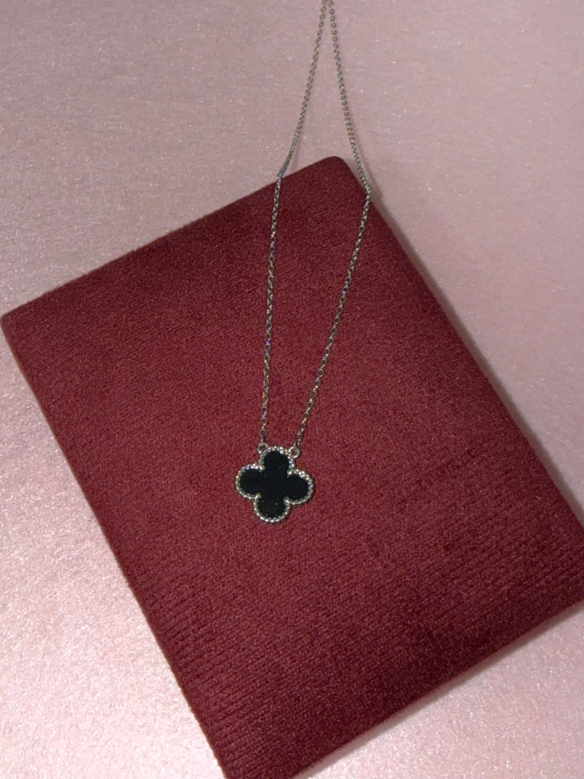 925 Sterling Silver Black Clover Necklace – 18"