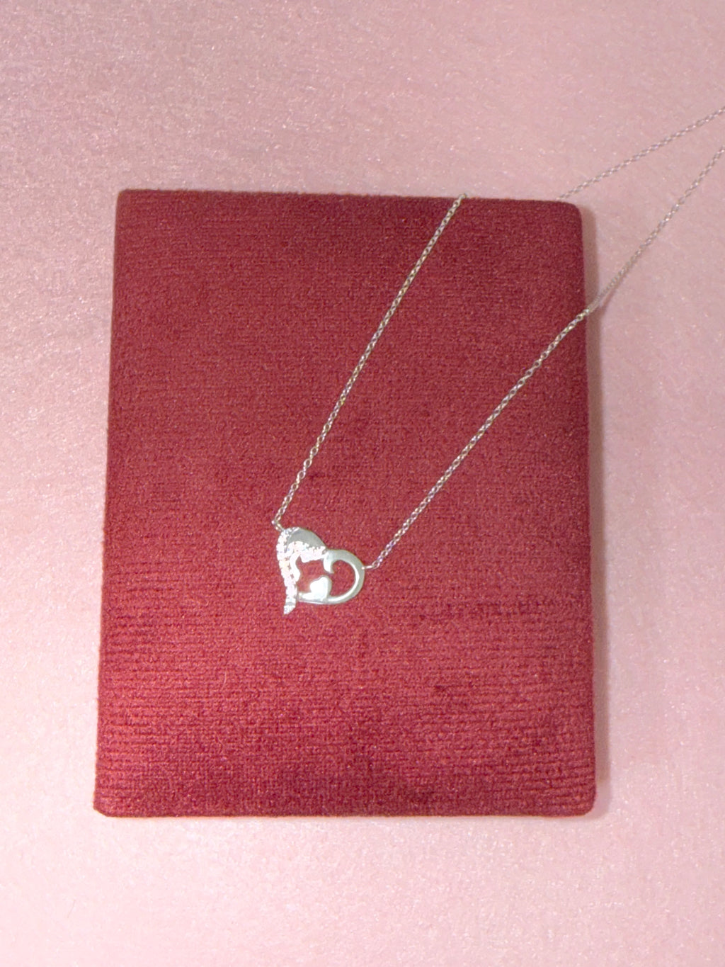 925 Sterling Silver Mother & Child Heart Necklace - 18"
