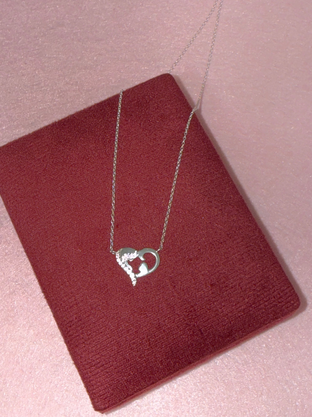 925 Sterling Silver Mother & Child Heart Necklace - 18"