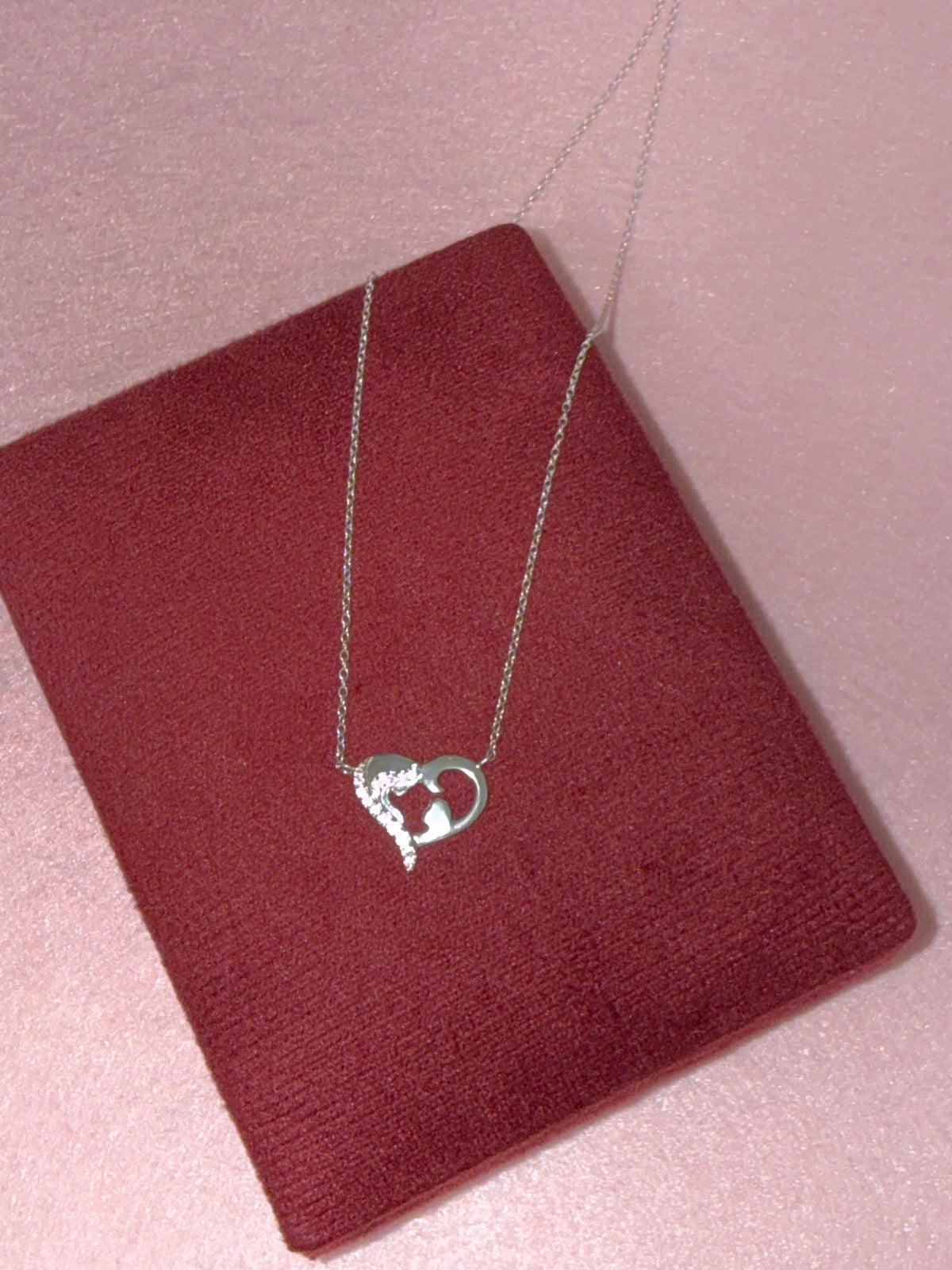 925 Sterling Silver Mother & Child Heart Necklace - 18"