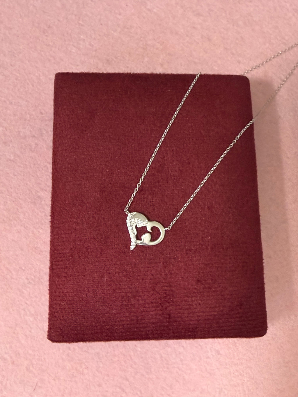 925 Sterling Silver Mother & Child Heart Necklace - 18"