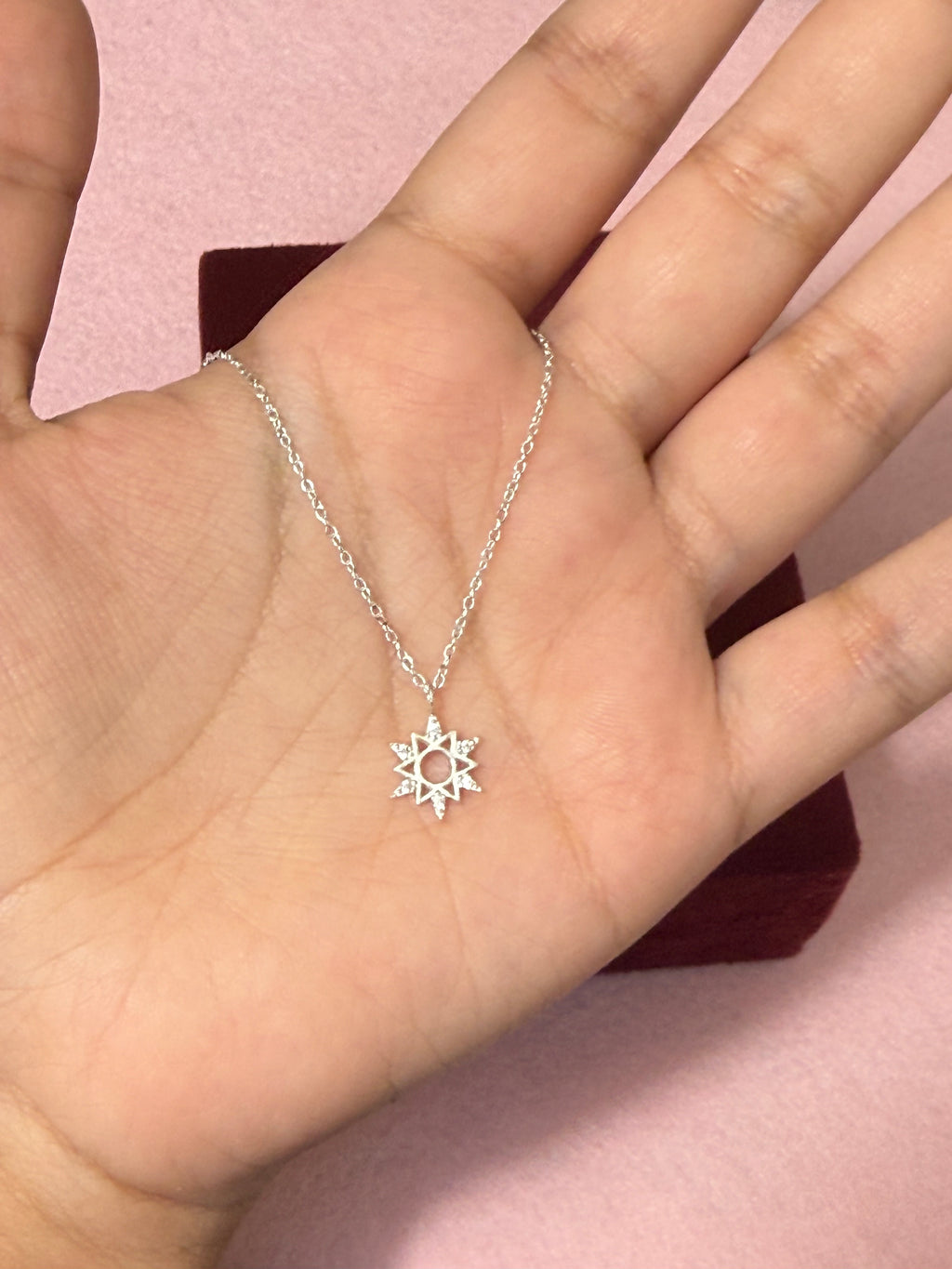 925 Sterling Silver Sunburst Necklace - 18"