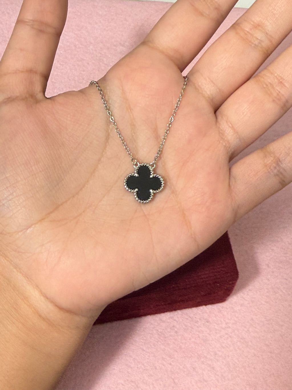 925 Sterling Silver Black Clover Necklace – 18"