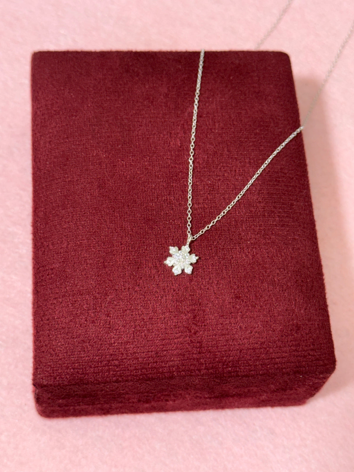 925 Sterling Silver Sparkling Snowflake Necklace - 18"