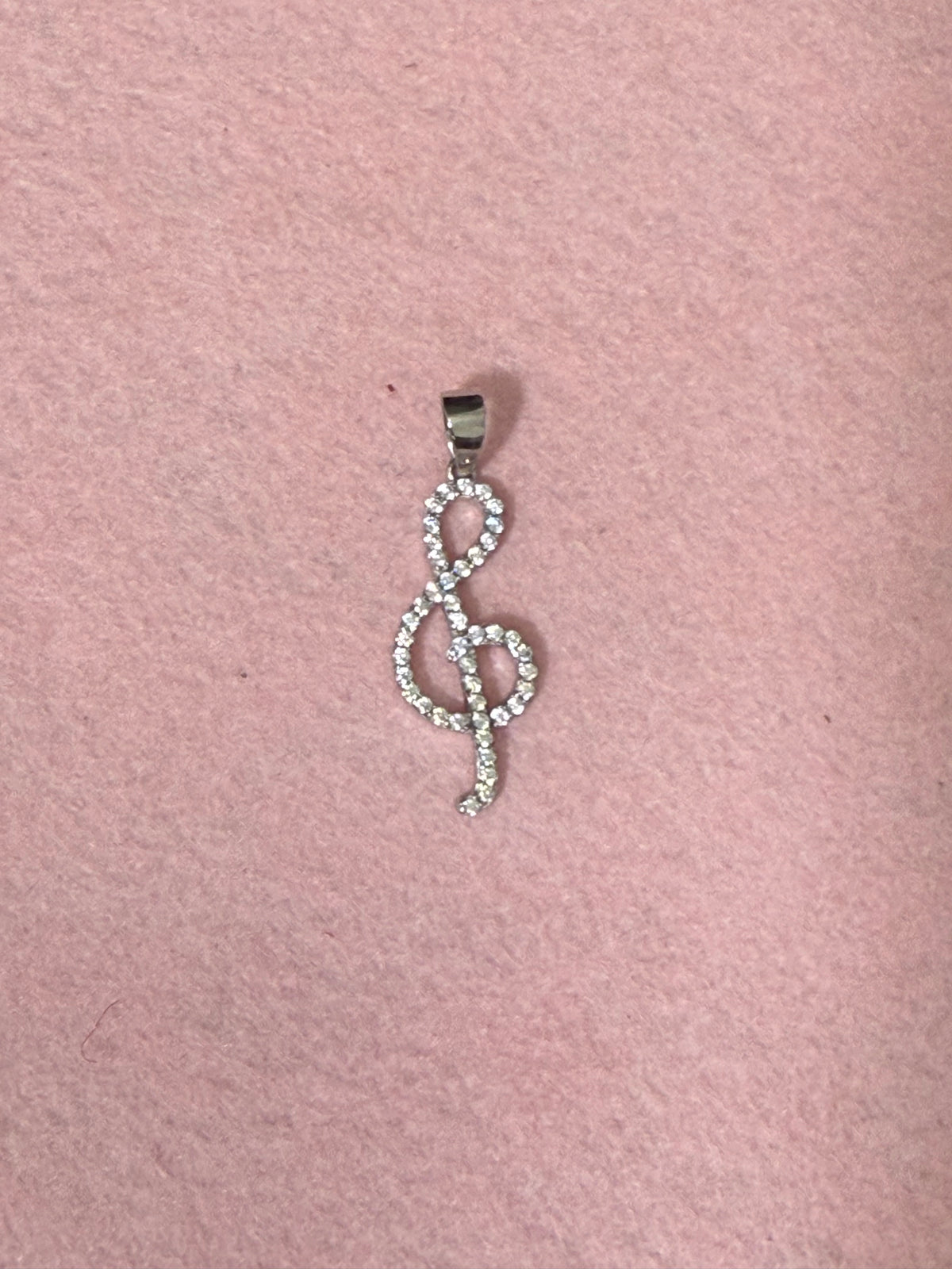 925 Sterling Silver Sparkling Treble Clef Music Note Pendant