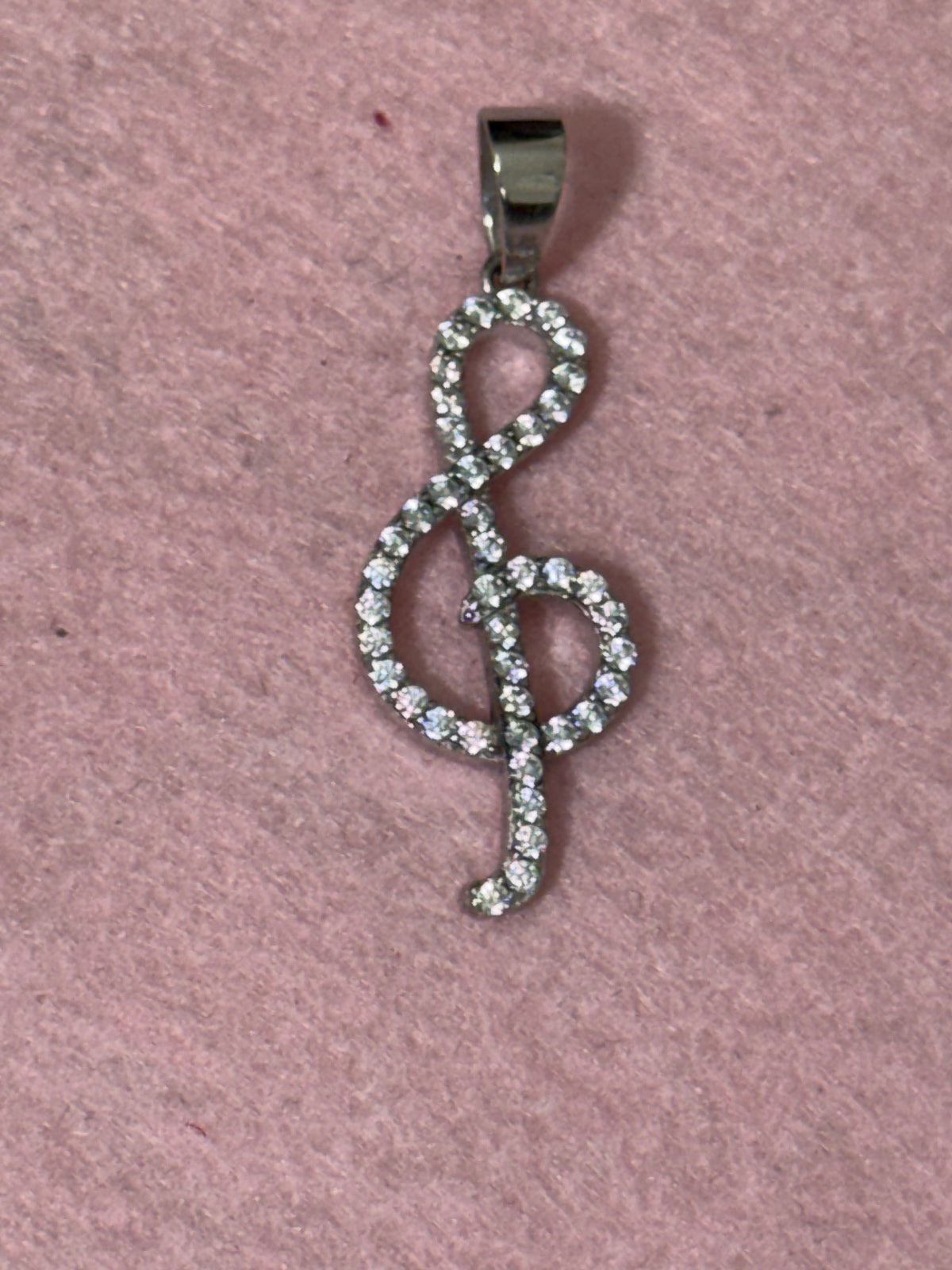 925 Sterling Silver Sparkling Treble Clef Music Note Pendant