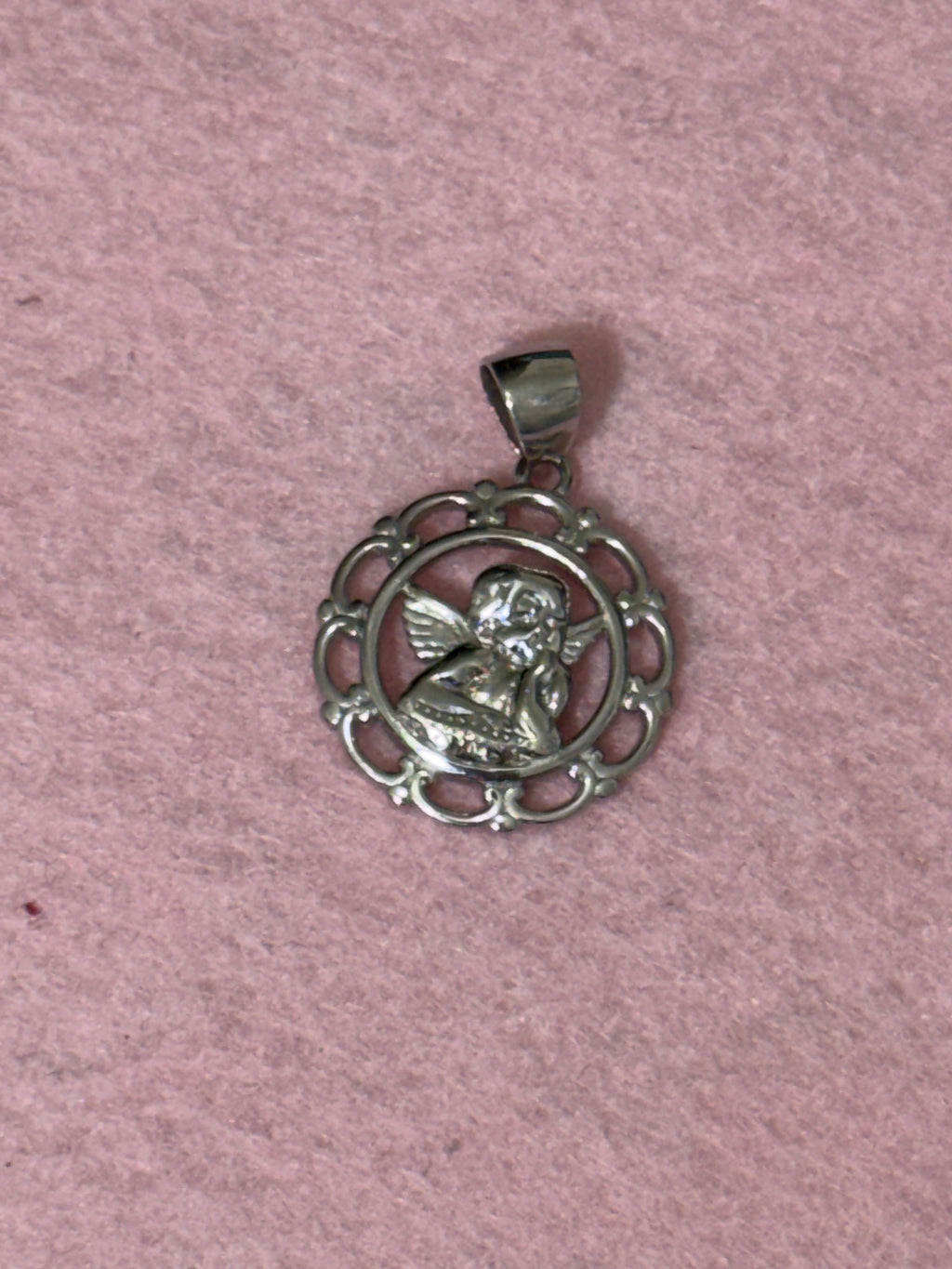 925 Sterling Silver Praying Angel Pendant – Round