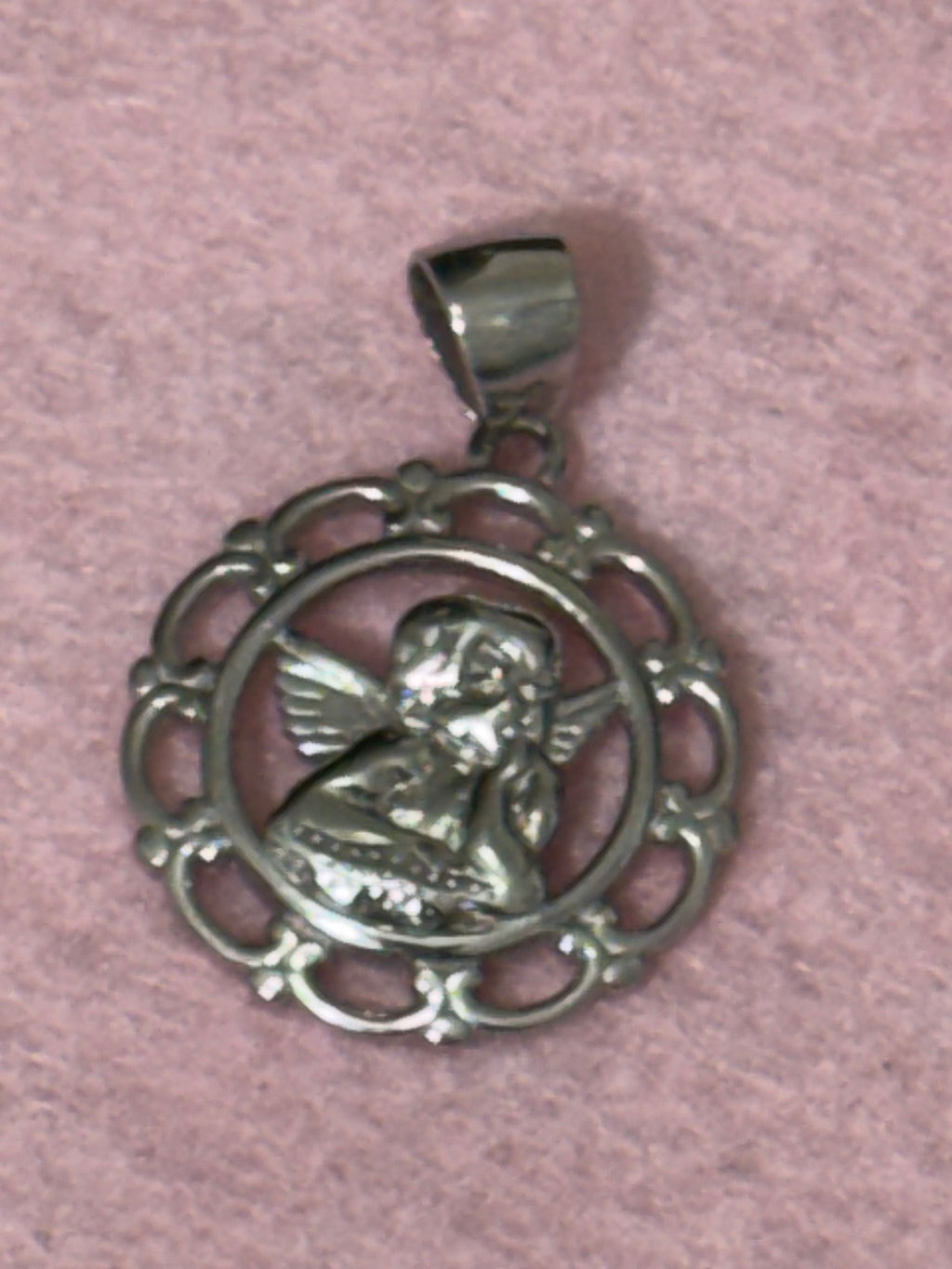 925 Sterling Silver Praying Angel Pendant – Round