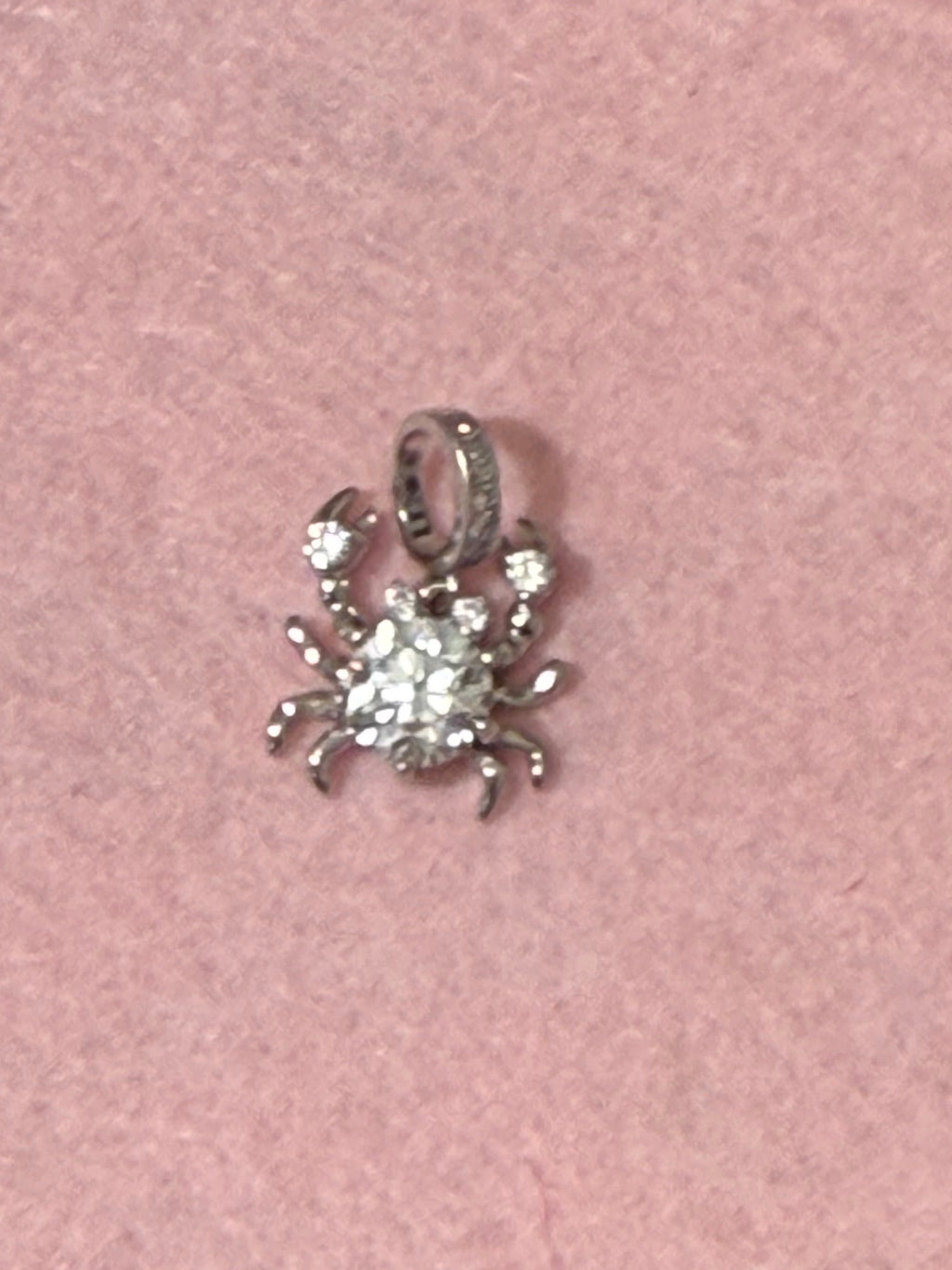925 Sterling Silver Sparkling Crab Pendant