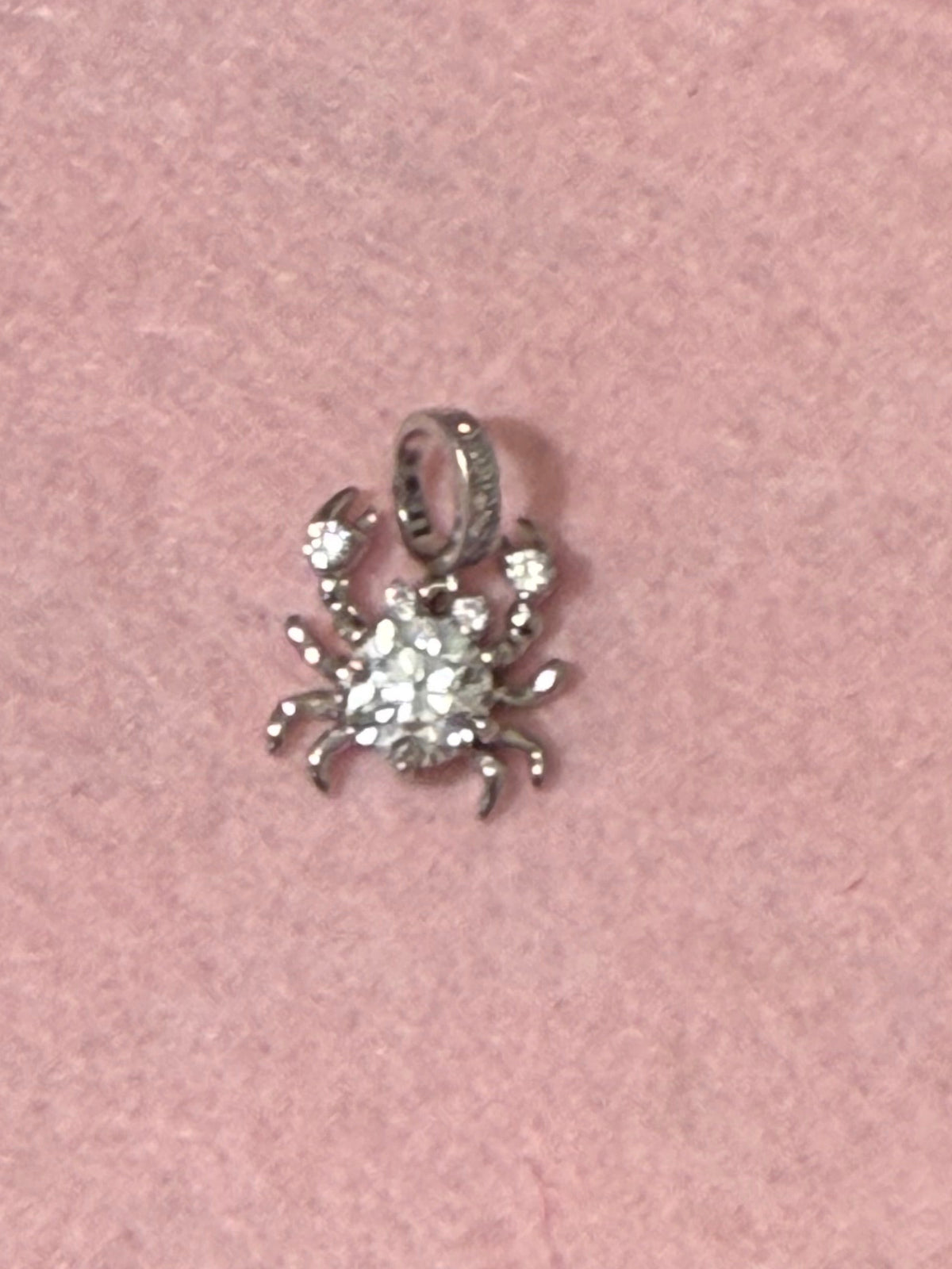 925 Sterling Silver Sparkling Crab Pendant