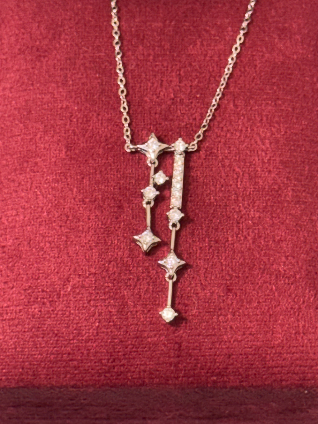 925 Sterling Silver Celestial Star Dangle Necklace – 18"