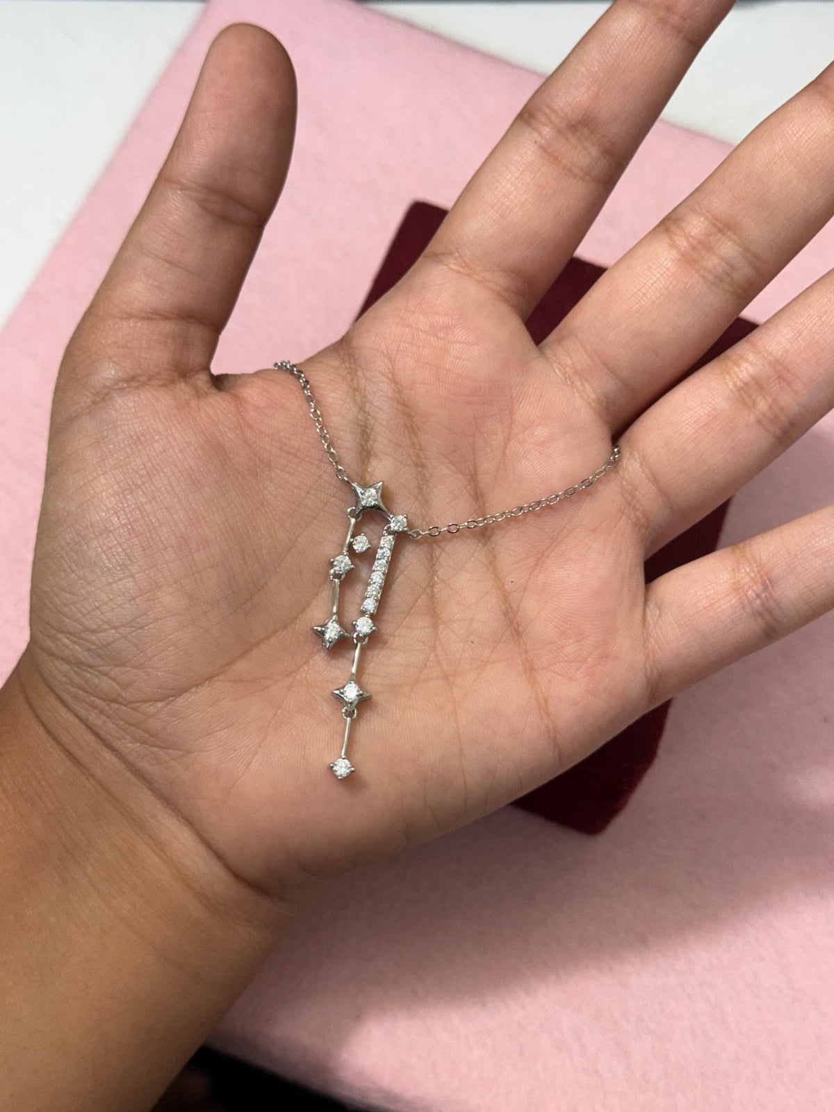 925 Sterling Silver Celestial Star Dangle Necklace – 18"