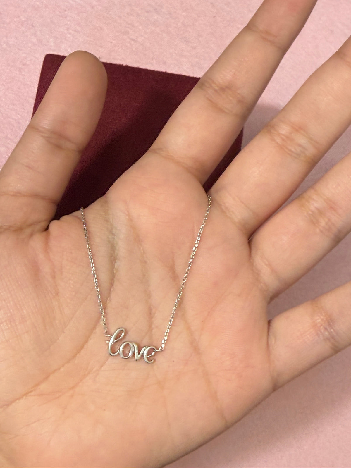 925 Sterling Silver “Love” Script Necklace – 18”