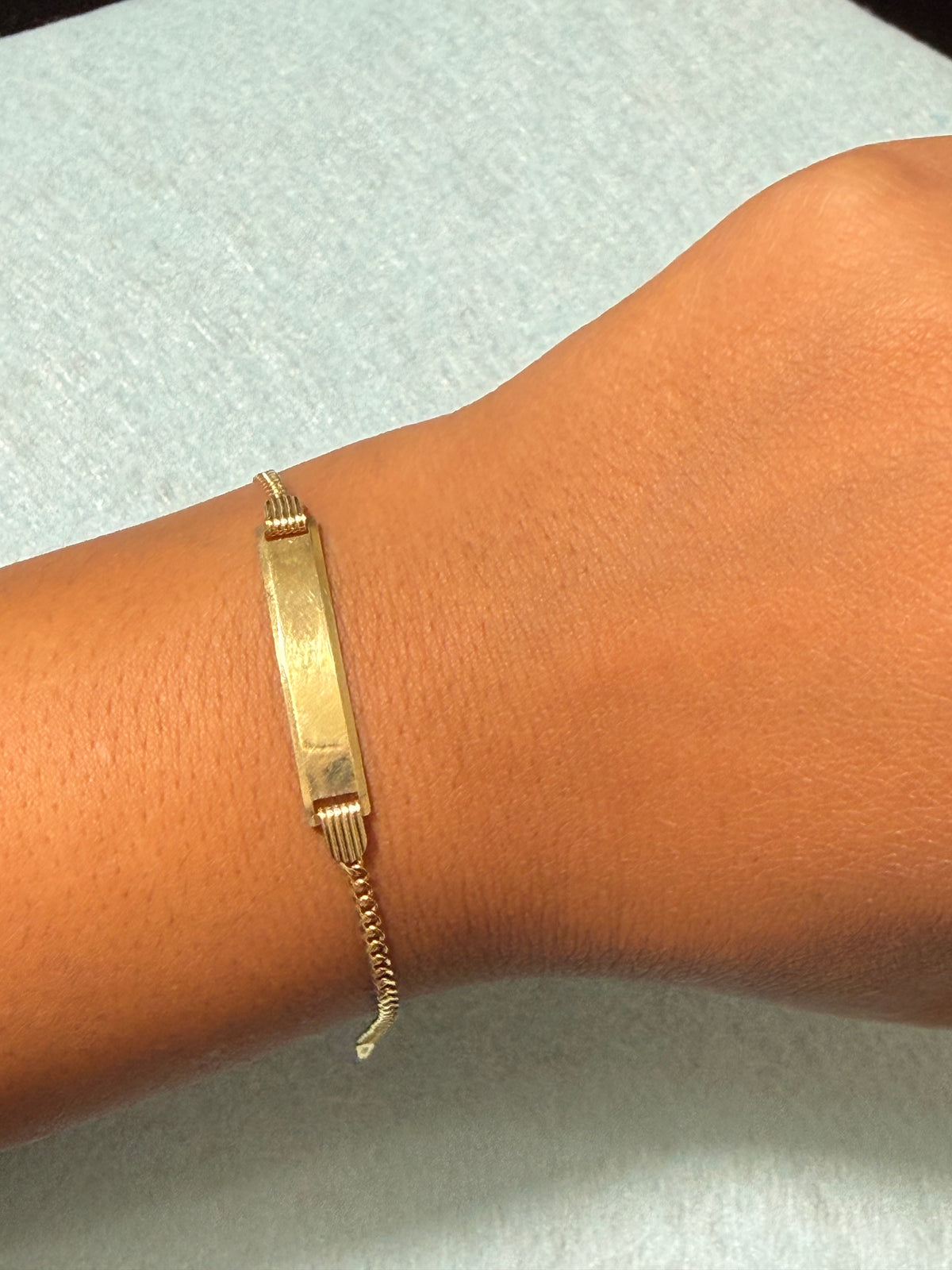 10K Yellow Gold Solid ID Plate Bracelet – 5.5”