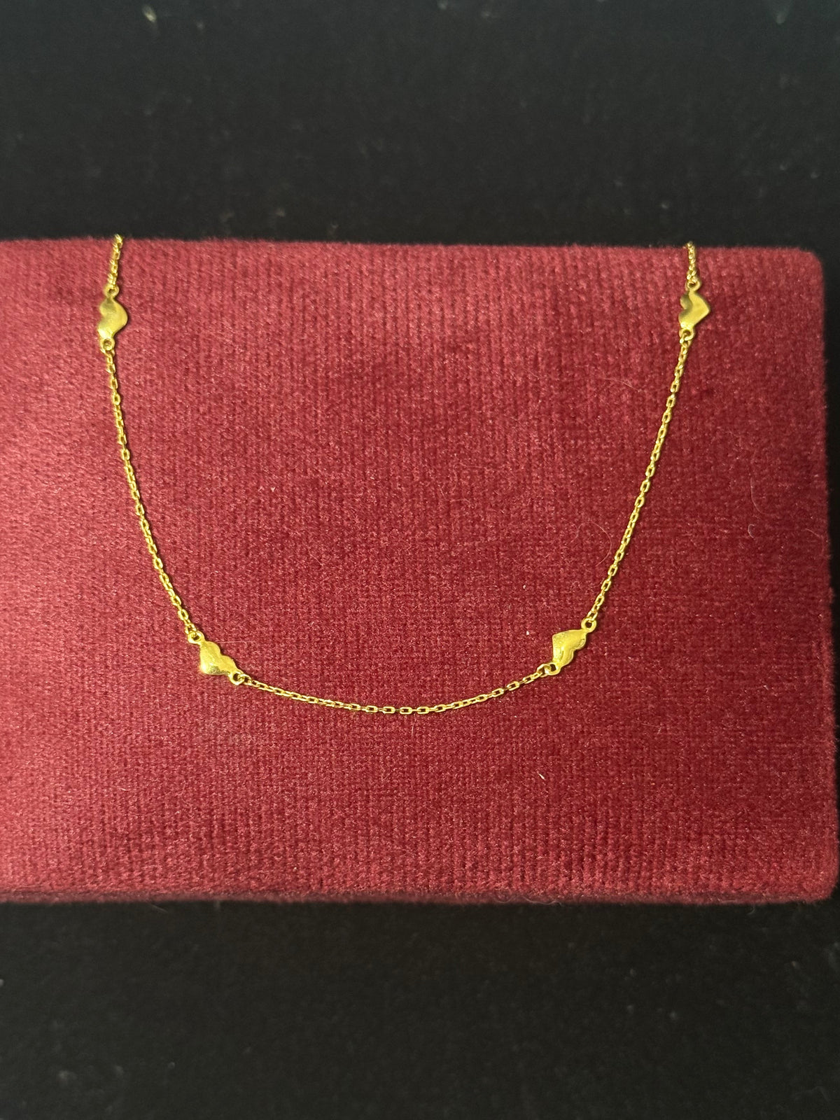 10K Yellow Gold Four Heart Anklet – 9” + 1” Adjustable