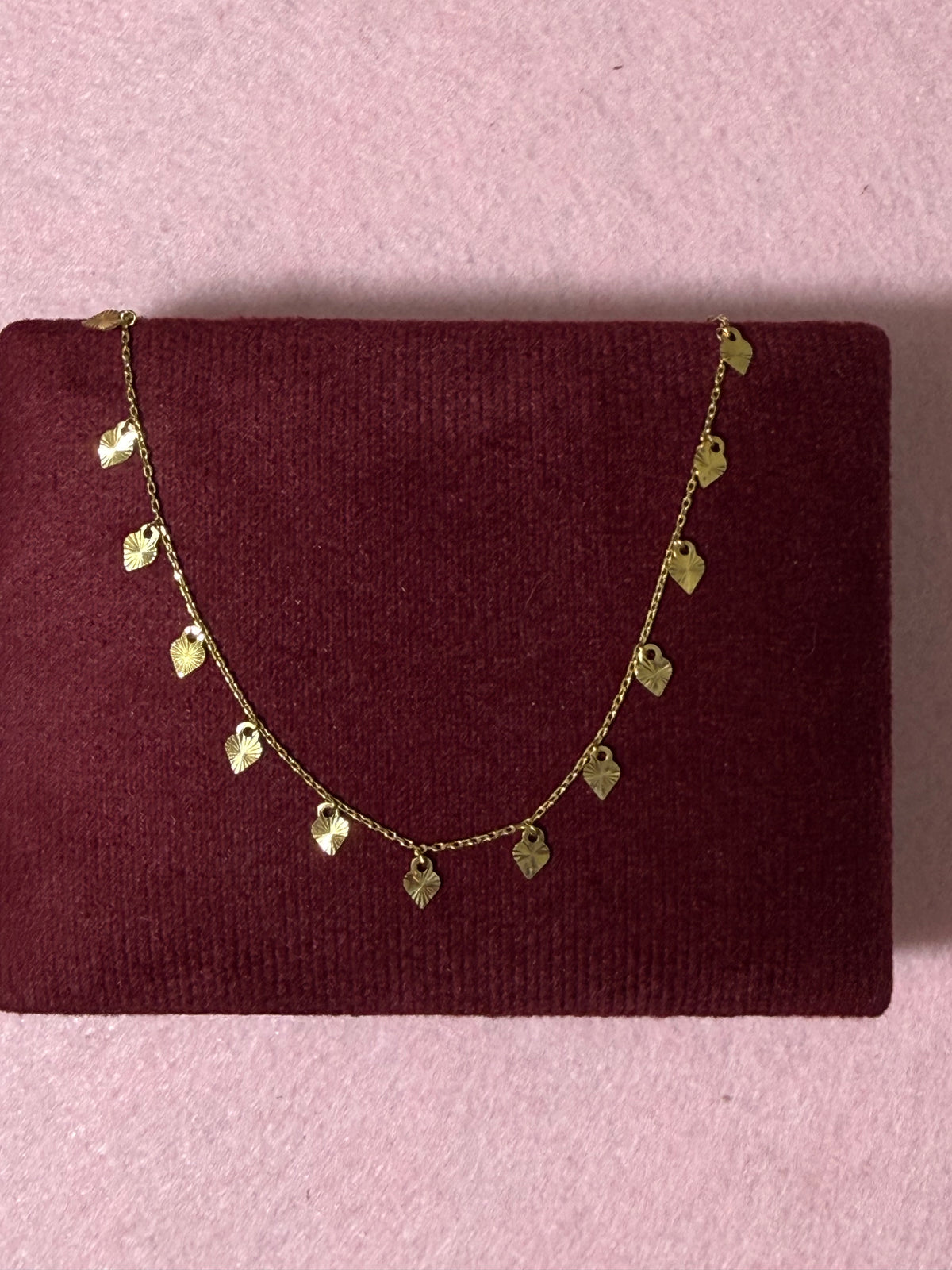 10K Yellow Gold Diamond-Cut Heart Charm Anklet – 9” + 1” Adjustable