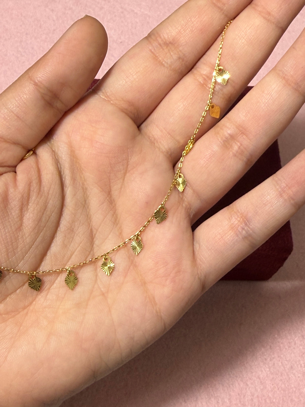 10K Yellow Gold Diamond-Cut Heart Charm Anklet – 9” + 1” Adjustable