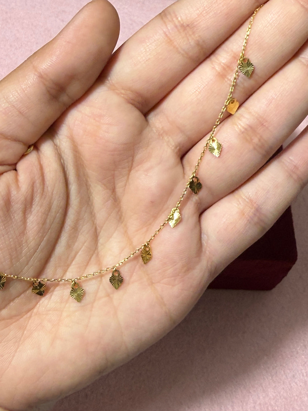 10K Yellow Gold Diamond-Cut Heart Charm Anklet – 9” + 1” Adjustable