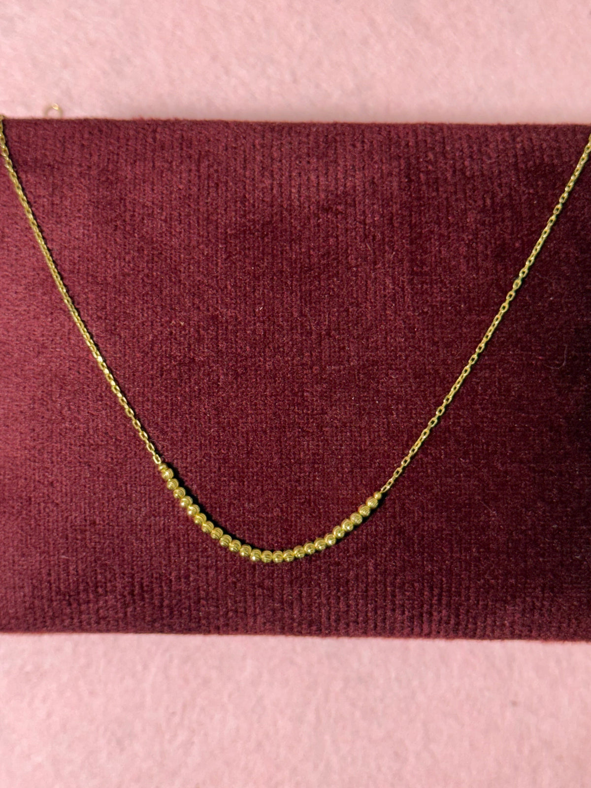10K Yellow Gold Beaded Bar Anklet – 9” + 1” Adjustable