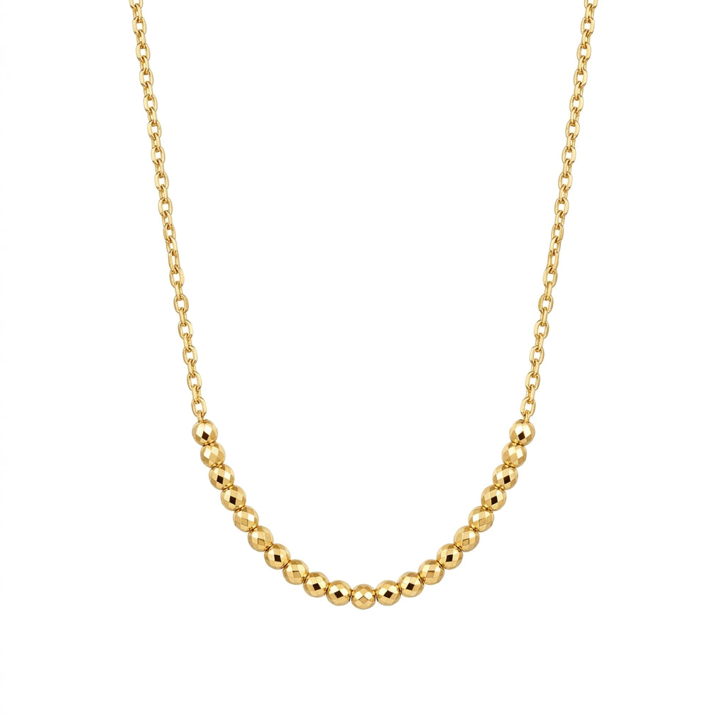 10K Yellow Gold Beaded Bar Anklet – 9” + 1” Adjustable