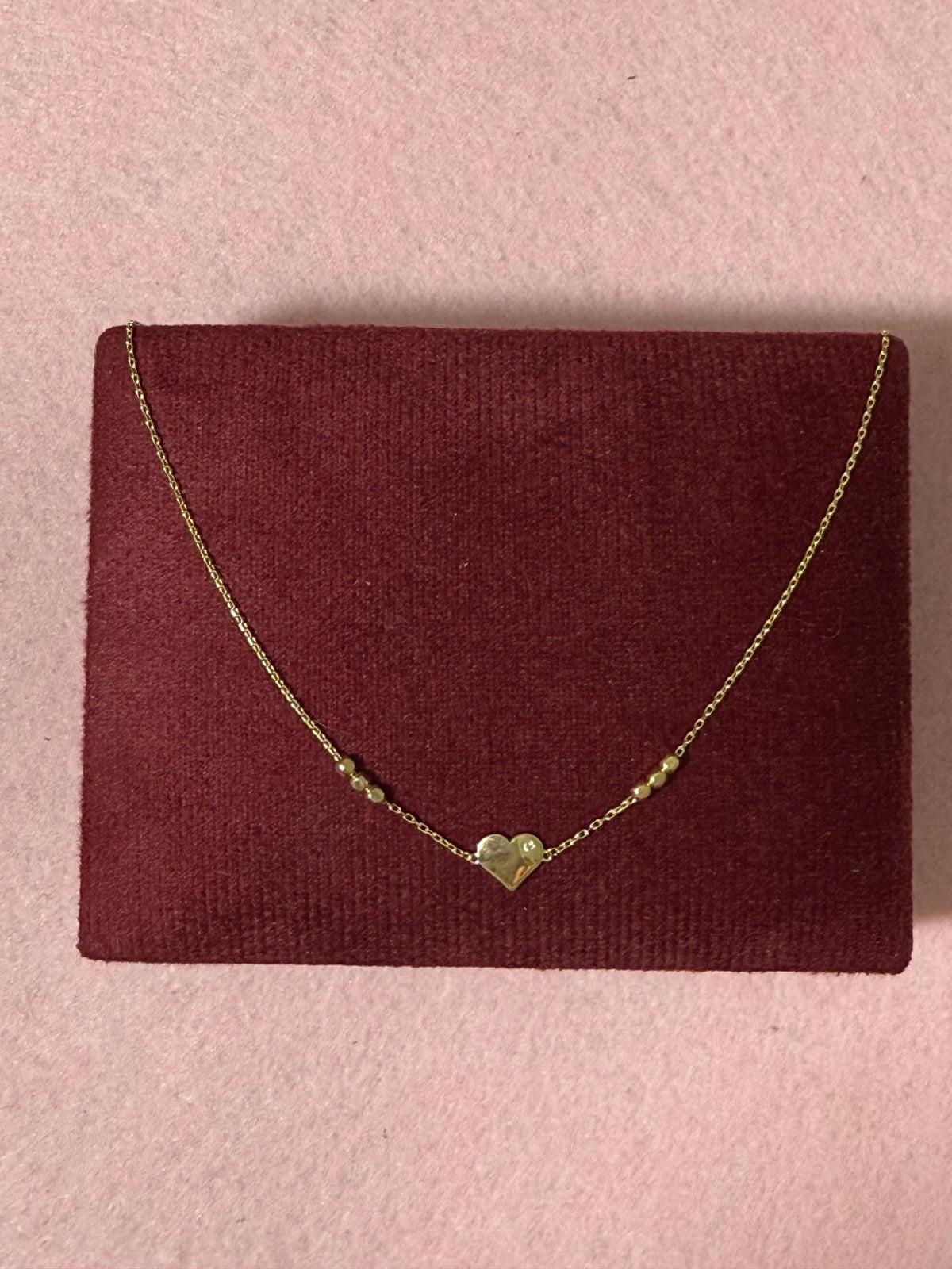 10K Yellow Gold Heart & Bead Anklet – 9” + 1” Adjustable