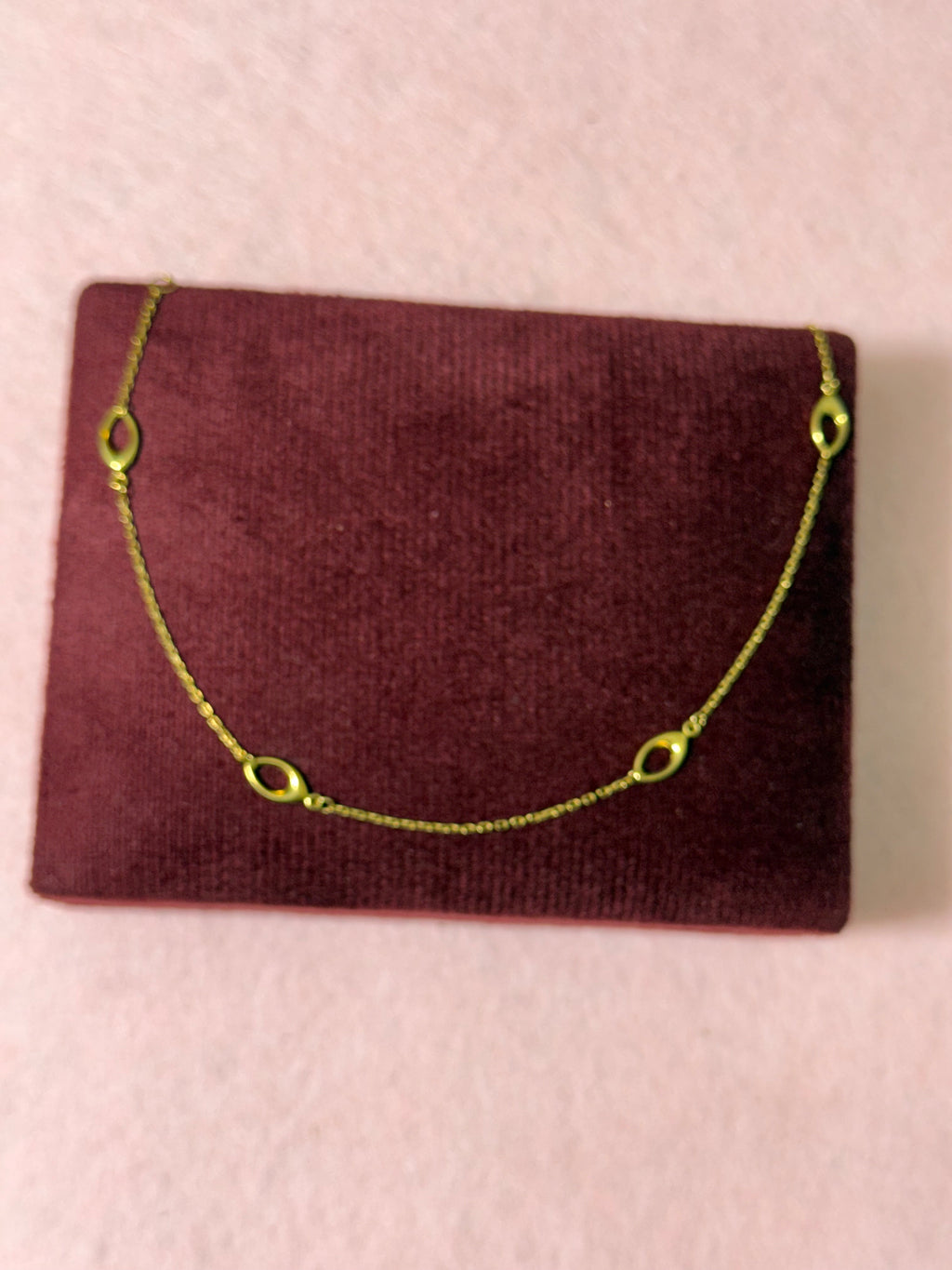 10K Yellow Gold Open Marquise Link Anklet – 9” + 1” Adjustable
