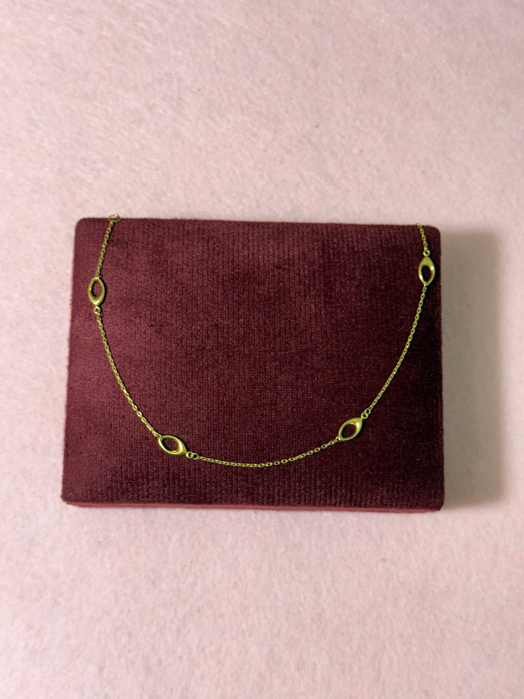 10K Yellow Gold Open Marquise Link Anklet – 9” + 1” Adjustable