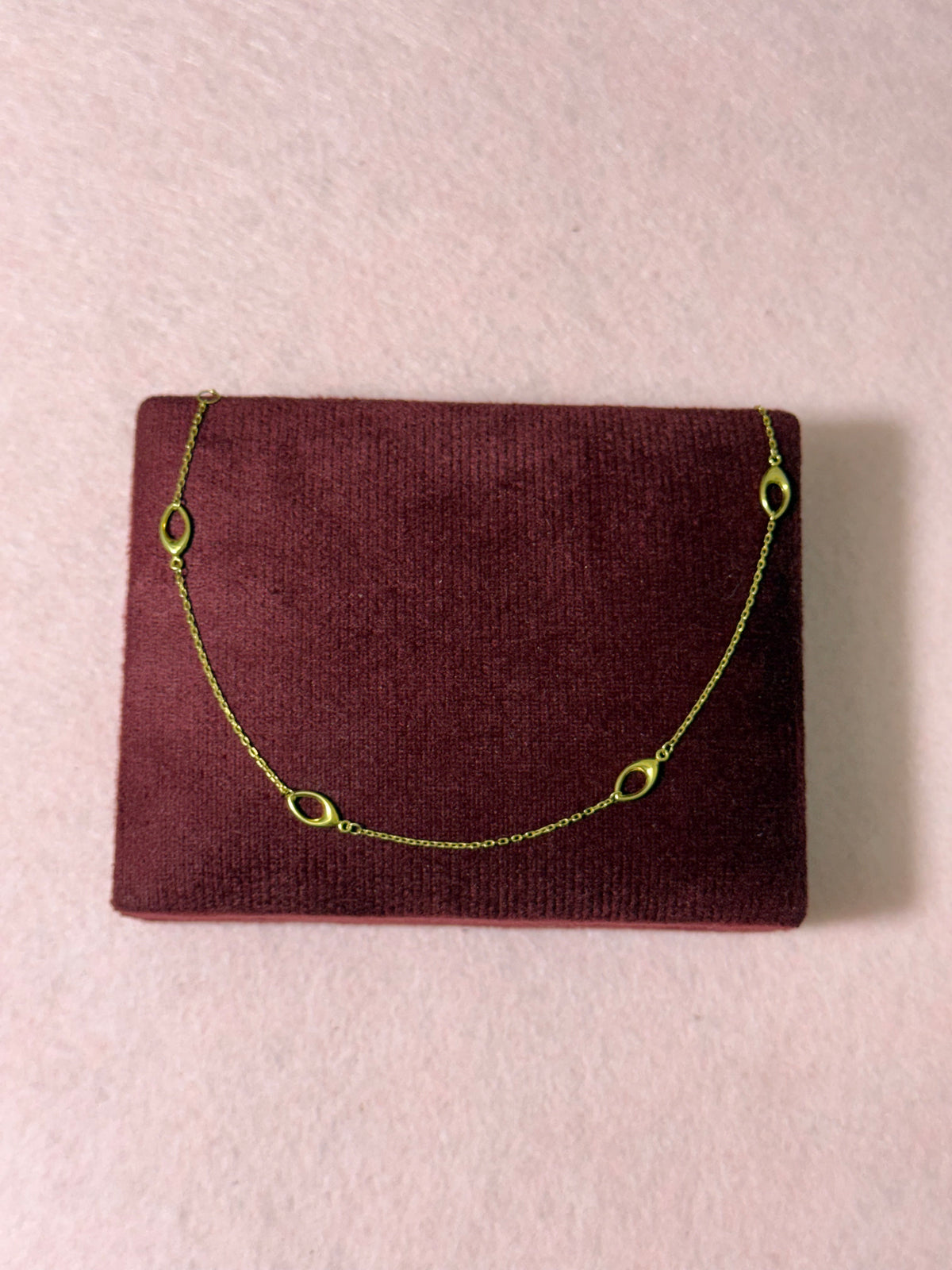 10K Yellow Gold Open Marquise Link Anklet – 9” + 1” Adjustable