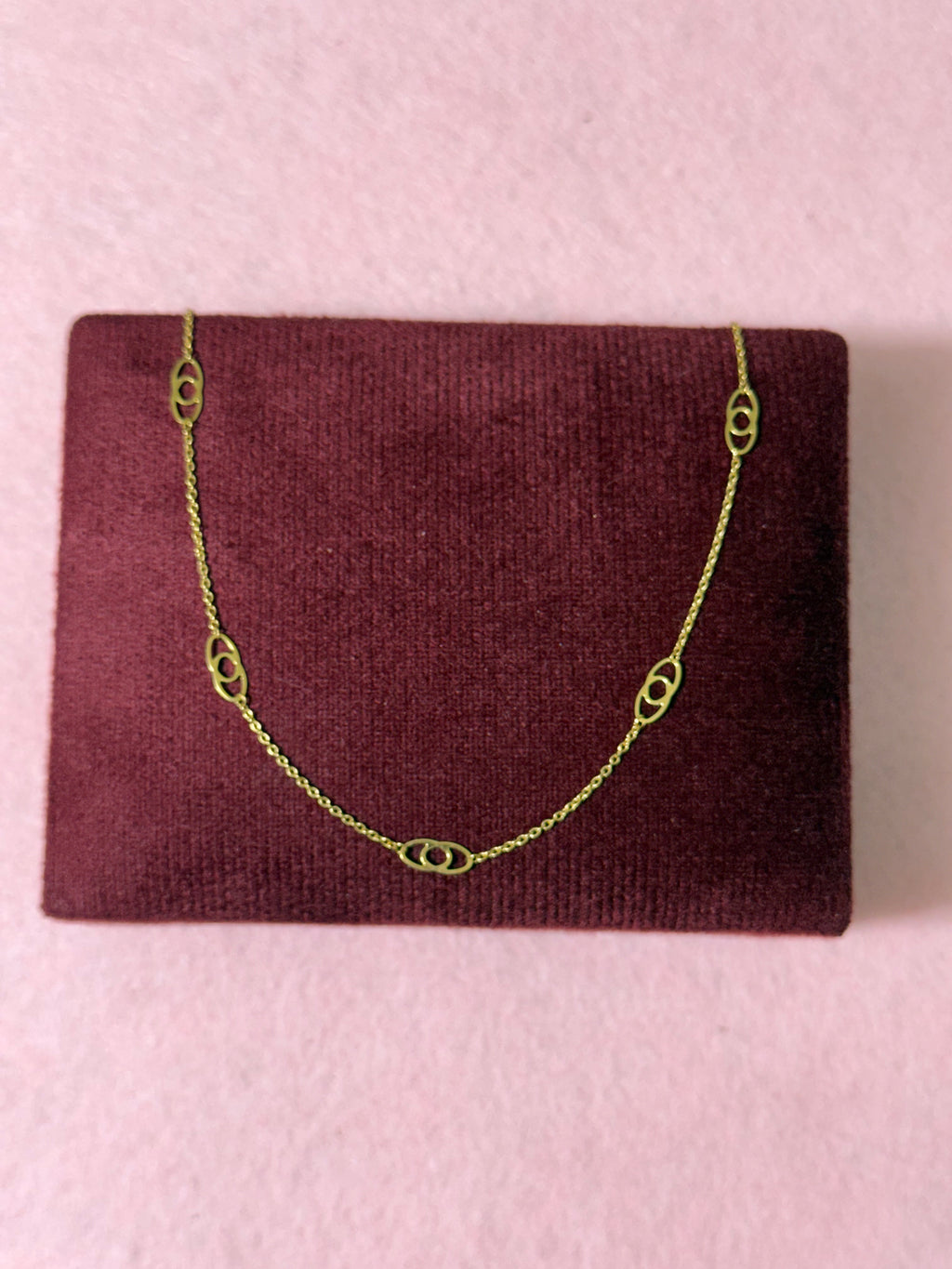 10K Yellow Gold Geometric Oval Link Anklet – 9” + 1” Adjustable