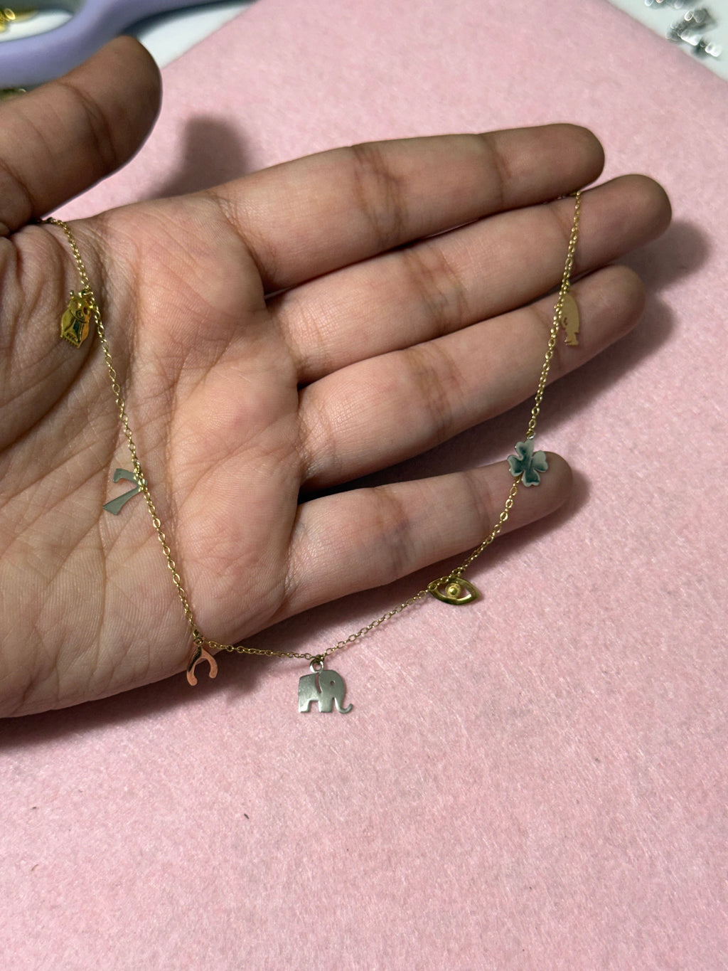10K Two-Tone Gold Lucky Charm Anklet – 9” + 1” Adjustable
