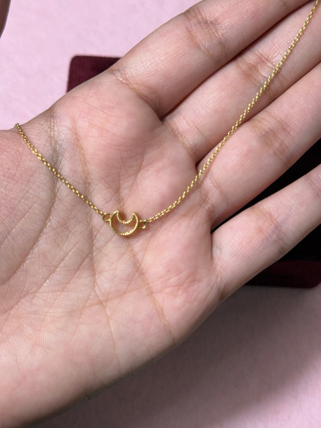 10K Yellow Gold Crescent Moon Anklet – 9” + 1” Adjustable