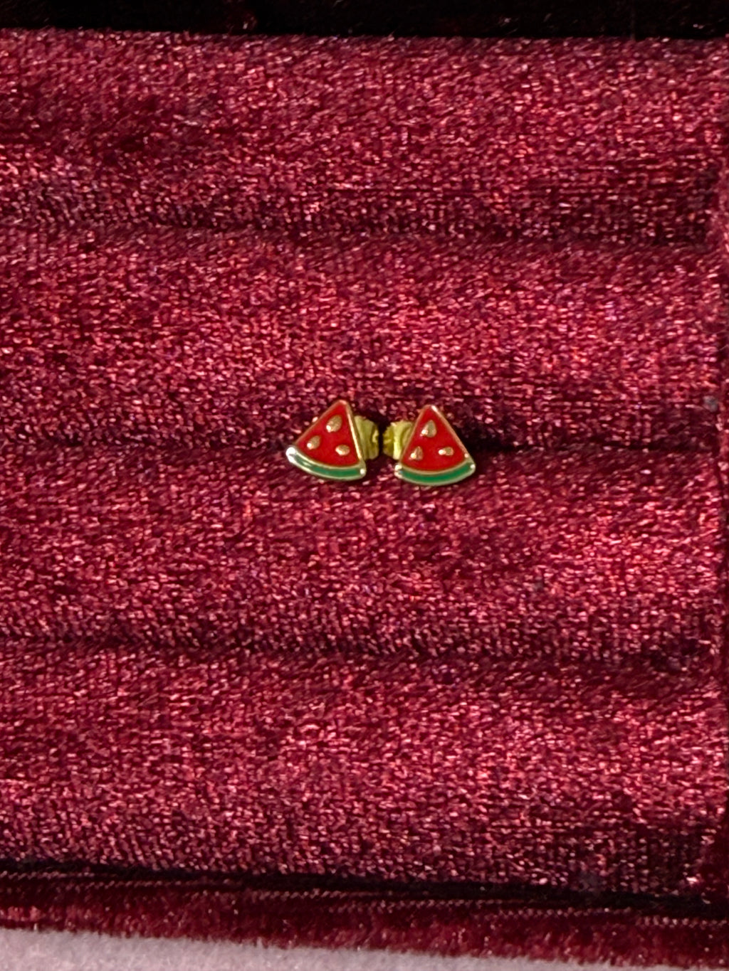 Gold Stainless Steel Watermelon Push Back Stud Earrings