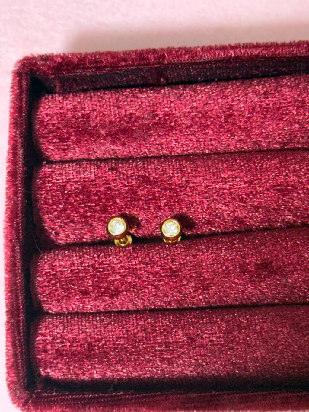 Gold Stainless Steel Crystal Ball Screw Flat Back Stud Earrings